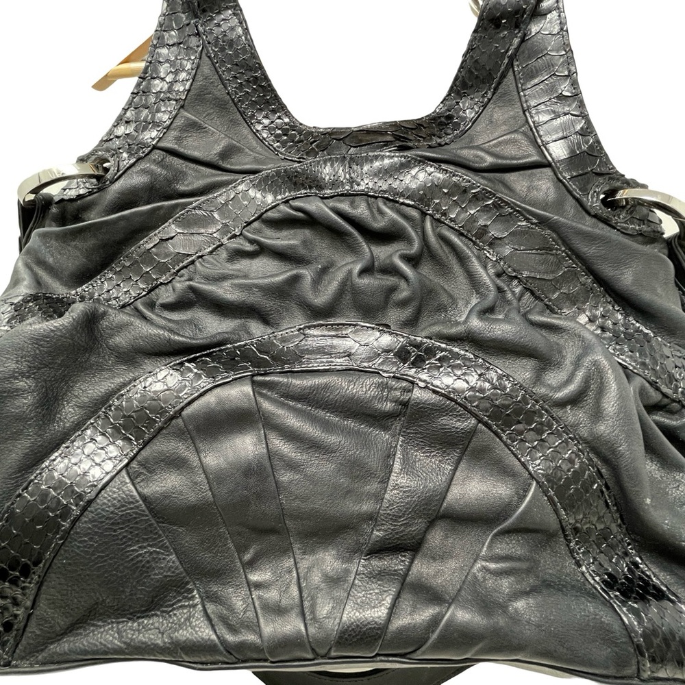 Rare! Michelle Vale Black Python Leather Shoulder… - image 2